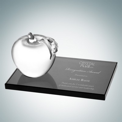 Glass Apple Award w/Black Smoke Glass Base