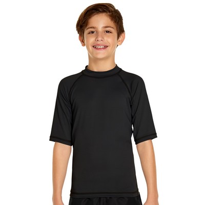 Youth Short Sleeve Rash Guard - Black