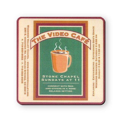 Coaster - 4" Square Full Color Hard Top Rubber Lined Coasters with 1/8" Thick Base