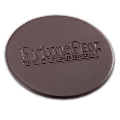 4" Classic Chocolate Brown Leatherette Round Coaster