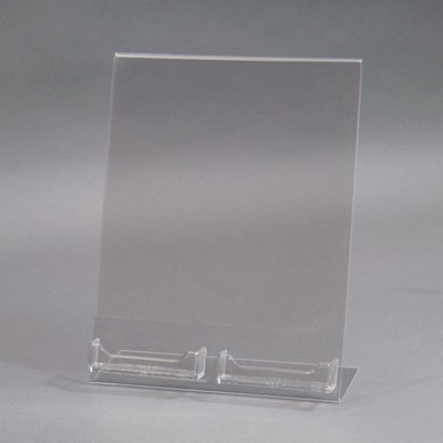 Countertop Acrylic Sign Holder w/Double Business Card Holder, 8.5x11