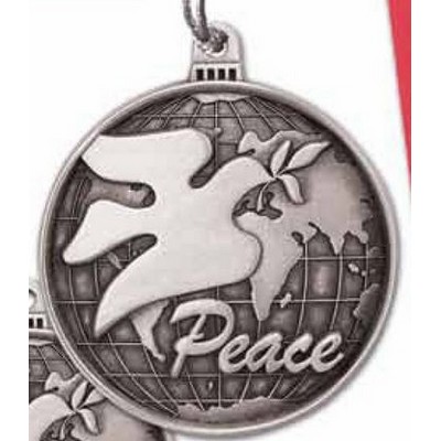 Mini Stock Design World Peace Dove Pewter Ornament