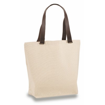 Blank Faux Leather Handle Tote - blank (16" x 13" x 5")