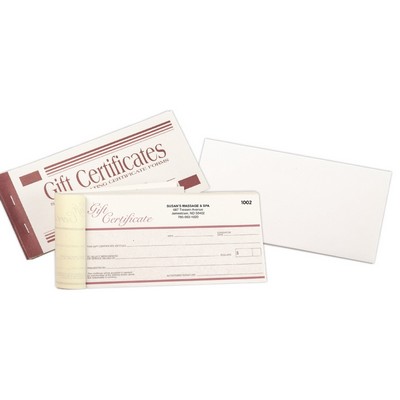 2 Part Burgundy Red Gift Certificate Books - 7"x 3 5/8"