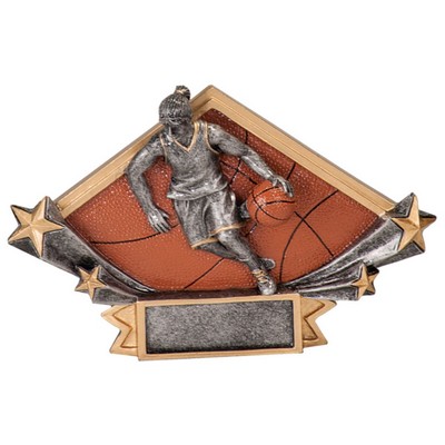 Diamond Star Resin Female Basketball Award - 5 3/4"x8 1/2"