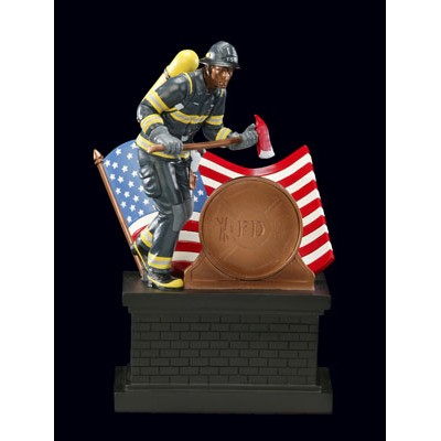 American Hero Fireman, with 2" holder, 8"H