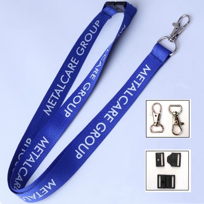 3/4" Polyester Lanyard W/ Metal Swivel Clasp & Quick Release