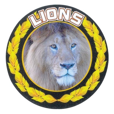 2" Lions Mascot Mylar Medallion Insert Disc