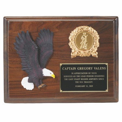 Eagle Plaque w/Hand Painted Eagle Takes 2" Insert (8"x10")