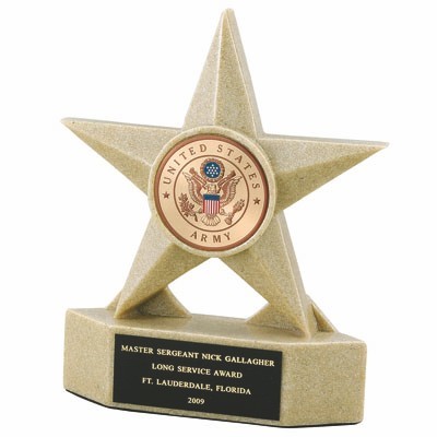 Resin Cast Stone Beige Star Trophy w/2" Insert Space (7" x 5¾")