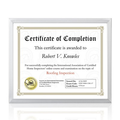 Metropolitan Cert Frame - Silver 8½"x11"