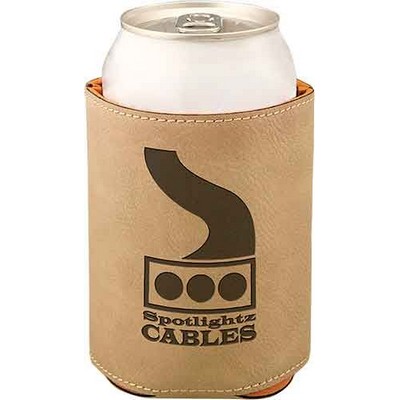 Beverage Holder, Light Brown Faux Leather