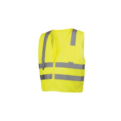 Pyramex Lumen-X Class 2 Level 2-Hi Visibility Lime Green Vest w/ Zipper Front