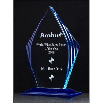 Diamond Acrylic Award with Blue Accent (5 1/8"x7.75")