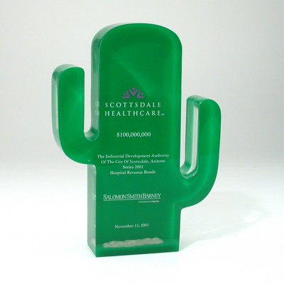 Flat Cactus Lucite® Embedment Award (4 5/8" x 6 1/2" x 1 1/8")