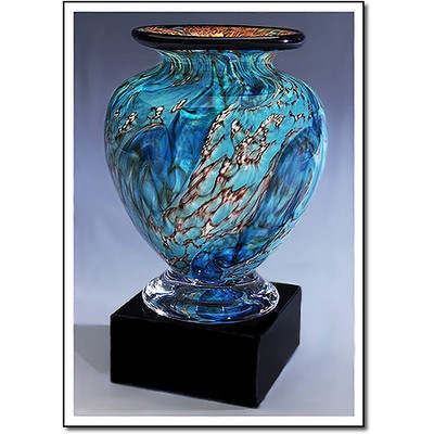 Glacier Dragon Cauldron Vase w/ Marble Base (5.5"x9.75")