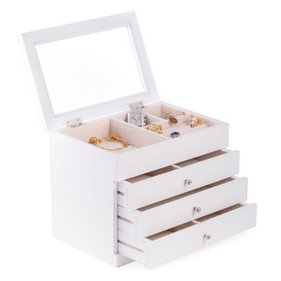 Wood Jewelry Case - White