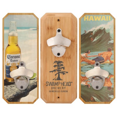 Emerson Bamboo Plaque Wall Mounted Bottle Opener