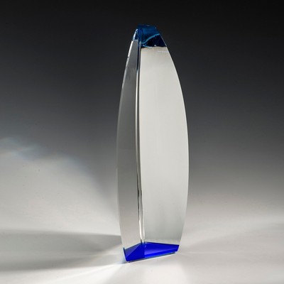 12" Trigonus Crystal Award w/Blue Accent