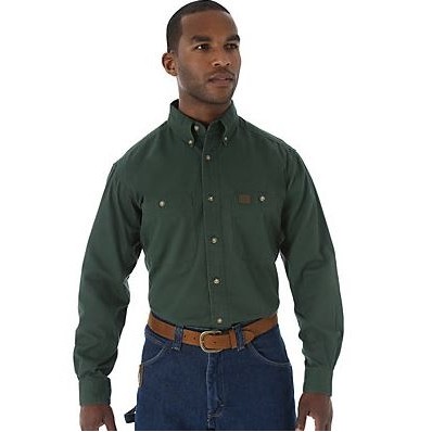 Wrangler® RIGGS Workwear® Men's Forest Green Long Sleeve Twill Work Shirt