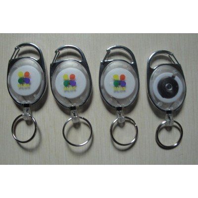 Carabiners Style Retractable Badge Reel w/Metal Slip Clip Back