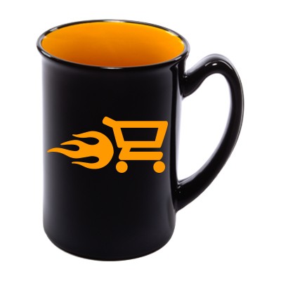 16 Oz. Black Marco Two-Tone Mug w/Yellow Interior