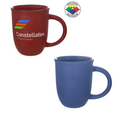 14 Oz. Satin Matte Ocean Blue Contemporary Salem Mug w/Black Halo - Precision Spot Color