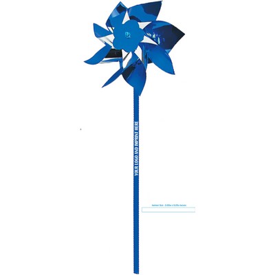 Pinwheel w/ Logo, Silver Blue Mylar 6" dia (INCLUDES ASSEMBLY)