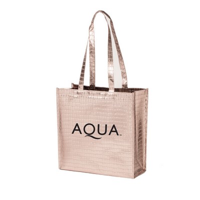 Glam Metallic Croc Shopper Bag - 1 color (14"x14"x5.5")