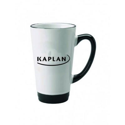 16 Oz. Color Trimmed Café Latte Supreme Mug (White/Black)