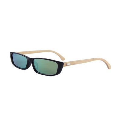 Bamboo Sunglasses - Gold Mirror Lenses - Black Frames