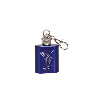 1oz Blue Stainless Steel Flask Keychain