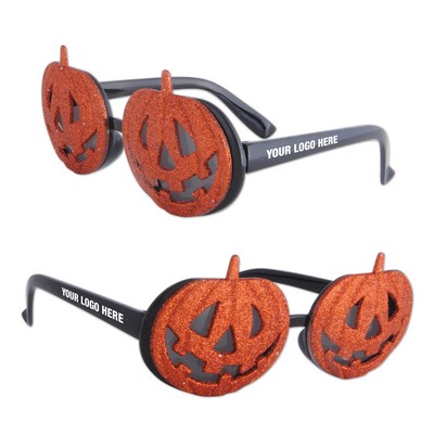 Glittered Jack-O-Lantern Fanci Frames with Custom Pad Print on Both Stems