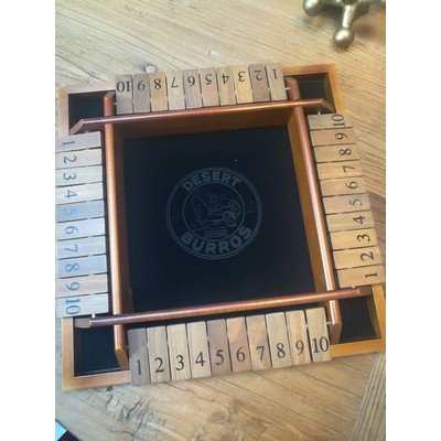 4 Player Shut the Box Game, Walnut Stain, 14"