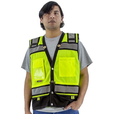 High Visibility Yellow Heavy Duty Surveyor's Safety Vest, ANSI 2, Type R