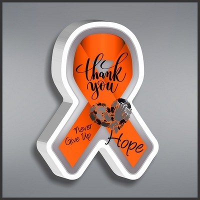 Orange Awareness Ribbon Paperweight in White Acrylic