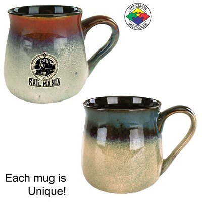 16 Oz. Green/Blue/Tan Reaction Glaze Tavern Mug - Dishwasher Resistant - Precision Spot Color