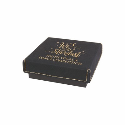 3 1/2" x 3 1/2" Black/Gold Leatherette Box