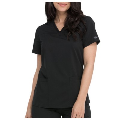 Dickies Women's Balance V-Neck Scrub Top With Rib Knit Panels