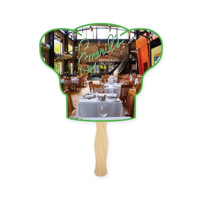 Lightweight Full Color Two Sided Single Paper Chef Hat Shape Hand Fan