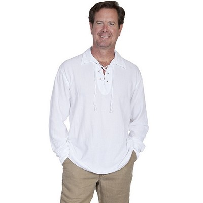 Cantina Collection Men's Long Sleeve Shirt w/Lace Up Front