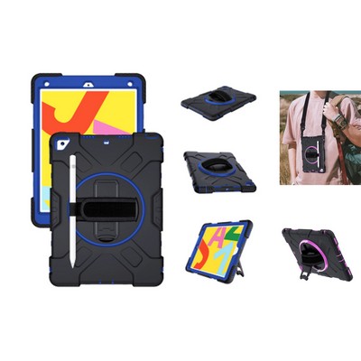 Kidder iPad 10.2" Case with Hand Strap + Shoulder Strap (Blue)