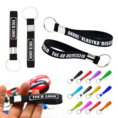 Silicone Wristband Keychain w/ Debossed Logo