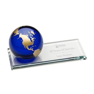 Fairfield Globe Award - Starfire/Blue/Gold 3" Diam