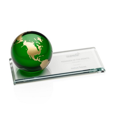 Fairfield Globe Award - Starfire/Green/Gold 3" Diam