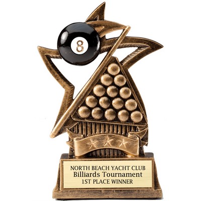 6" Billiards Sweeping Star Resin Trophy