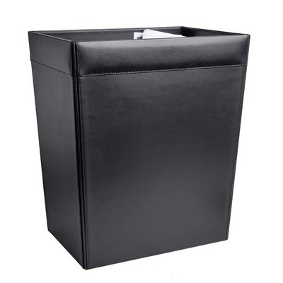 32 Qt. Classic Black Leather Square Waste Basket