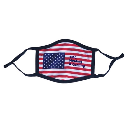 3-Ply Polyester Mask with Adjustable Earloops & U.S. Flag Design