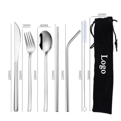 Stainless Steel Knife Fork And Spoon Straw Set