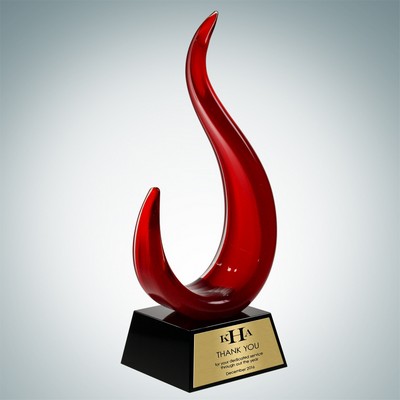 Art Glass The Red Jay Award w/Gold Plate